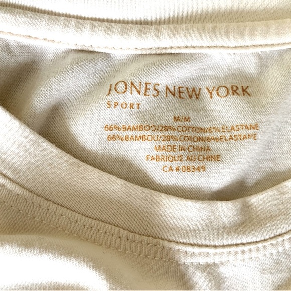 Jones New York lot of 2 bamboo & cotton blend tops brown & cream crew neck US M - Picture 11 of 14